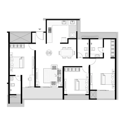 Kohinoor Woodshire Bhugaon 3 BHK Floor Plan Image